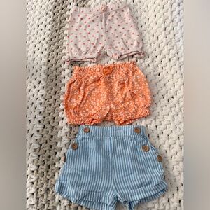 Set of Three Baby Shorts - Orange, Blue, and Cream